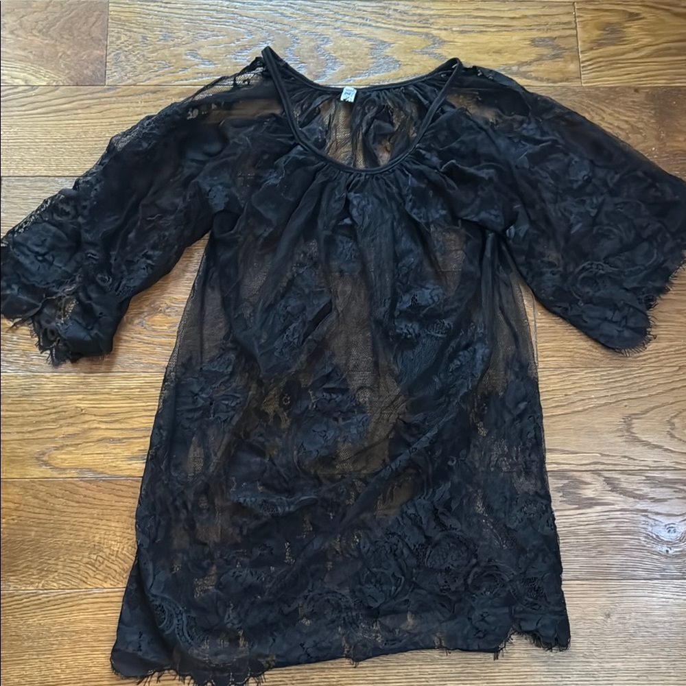 Elegant Black Lace Beach Coverup